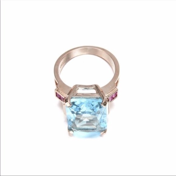 *NEW*Luxury 18K Rose Gold 10.4 CT Aquamarine Ring - Picture 5 of 5